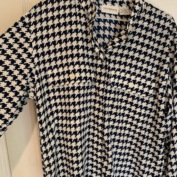 Liz Claiborne collection black and white blouse - Picture 3 of 5